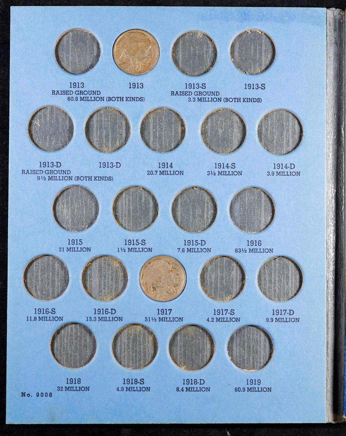 Partial Buffalo 5c Whitman Album, 1913-1938 25 coins in Total