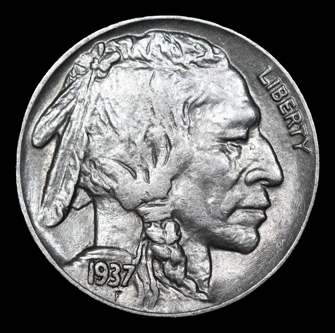 1937-p Buffalo Nickel 5c Grades Select+ Unc