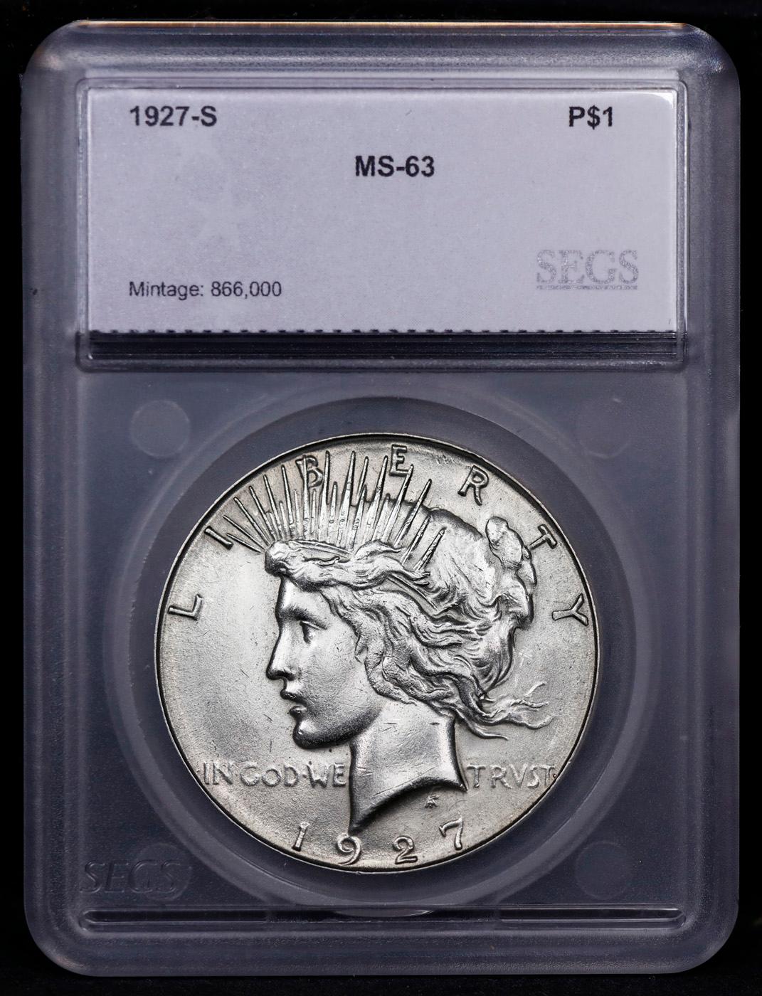 ***Auction Highlight*** 1927-s Peace Dollar $1 Graded ms63 By SEGS (fc)