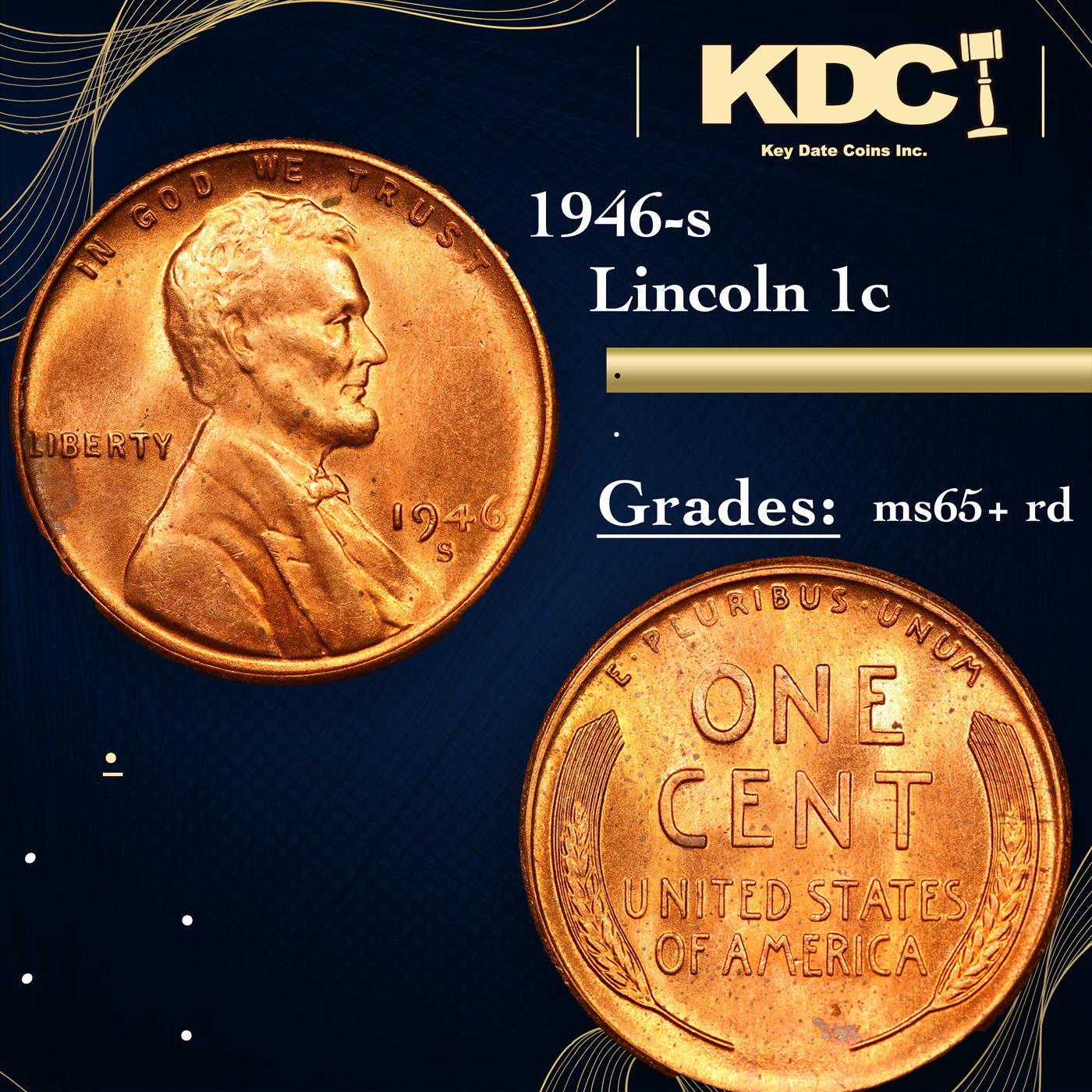 1946-s Lincoln Cent 1c Grades Gem+ Unc RD