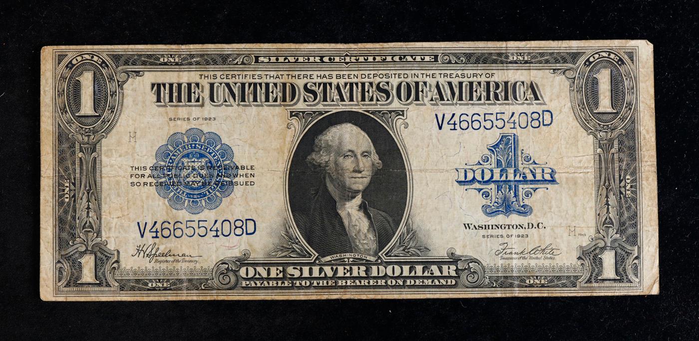 1923 $1 large size Blue Seal Silver Certificate Grades vf+ Signatures Speelman/White