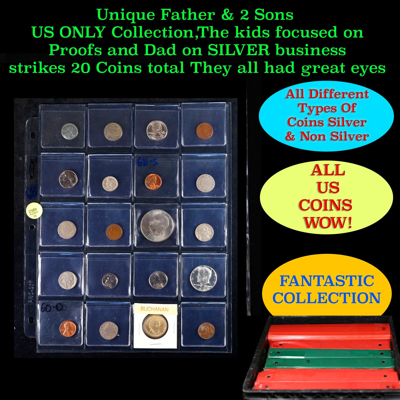 Unique Father & 2 Sons US ONLY Collection,The kids focused on Proofs and Dad on SILVER business stri