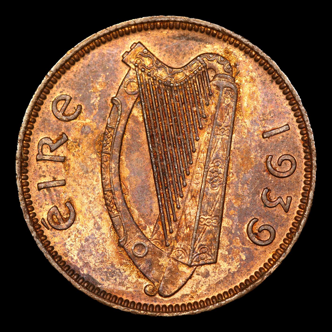 1939 Ireland 1 Farthing KM# 9 Grades Choice AU/BU Slider