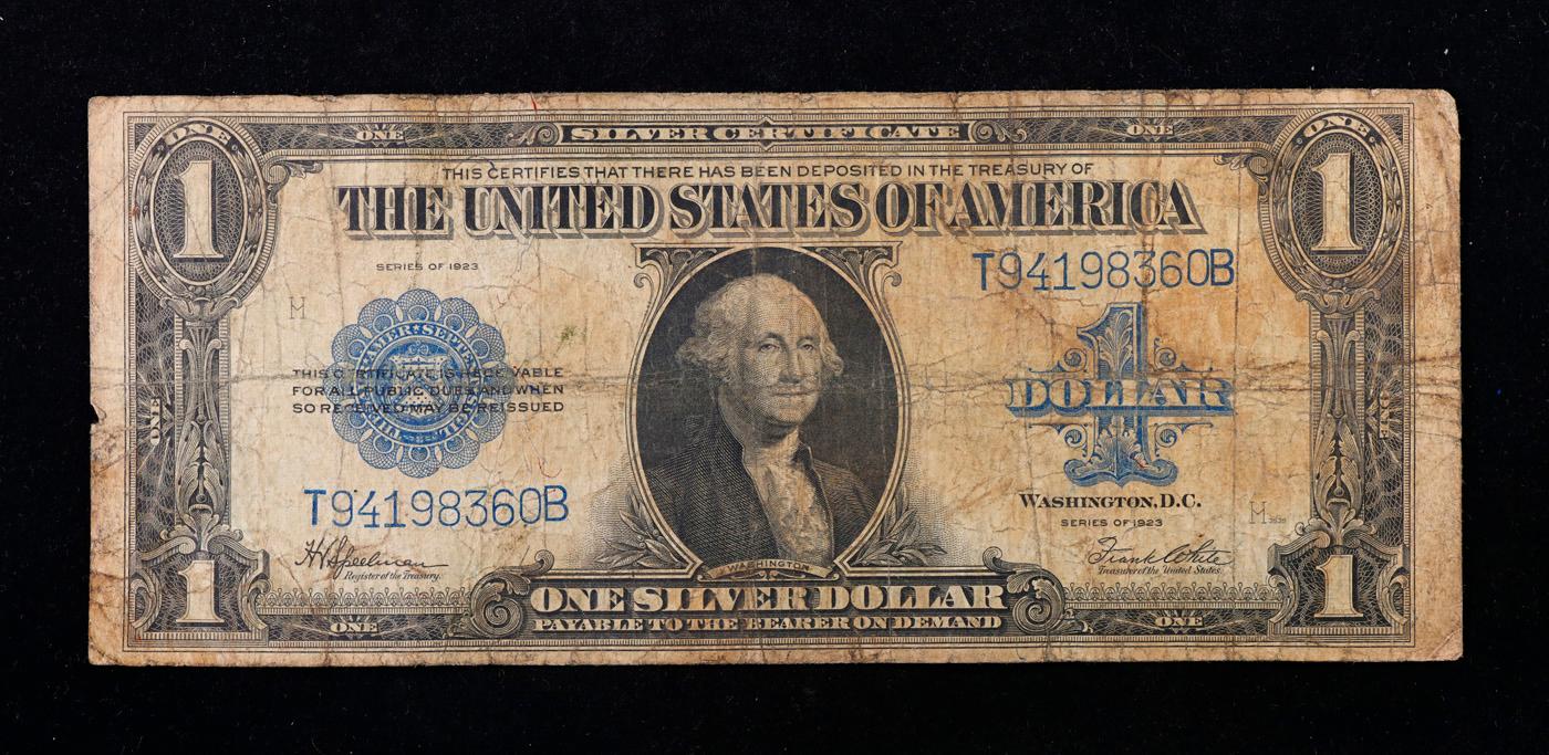 1923 $1 large size Blue Seal Silver Certificate Grades vf, very fine Signatures Speelman/White