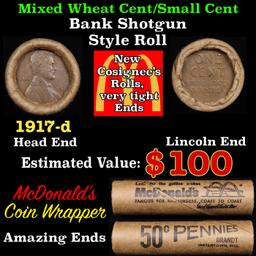 Lincoln Wheat Cent 1c Mixed Roll Orig Brandt McDonalds Wrapper, 1917-d end, Wheat other end