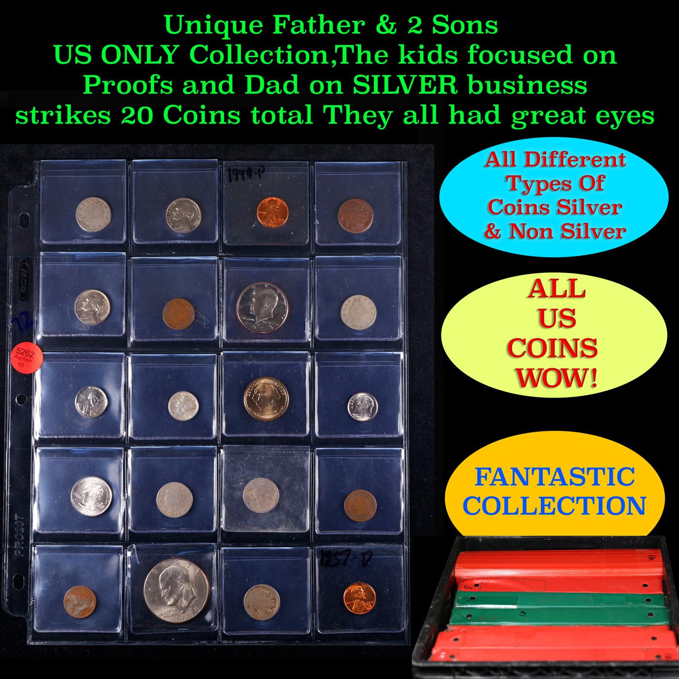 Unique Father & 2 Sons US ONLY Collection,The kids focused on Proofs and Dad on SILVER business stri