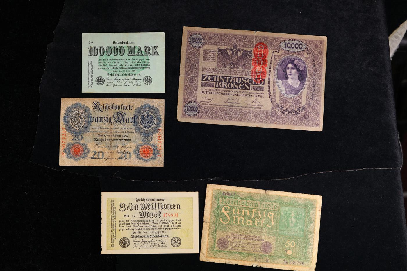 Group of 5 Early 1900's German Hyperinflation Notes WWI