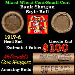 Lincoln Wheat Cent 1c Mixed Roll Orig Brandt McDonalds Wrapper, 1917-d end, Wheat other end