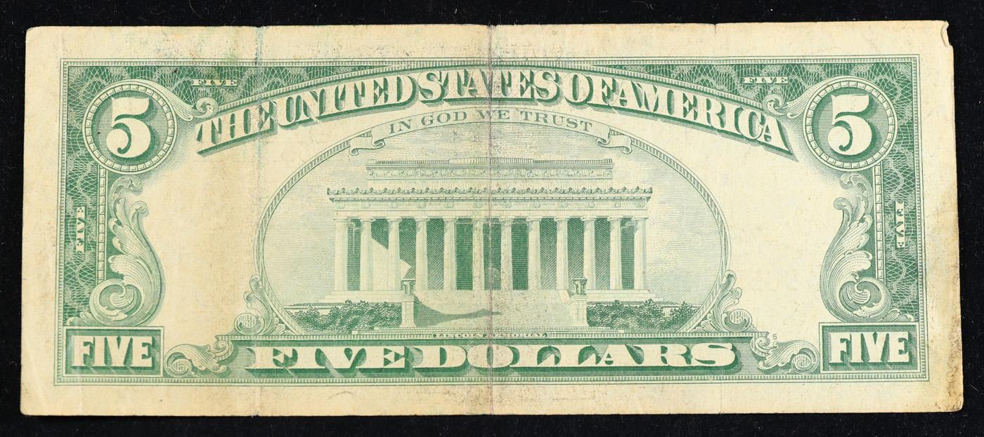 1963 $5 Red Seal United States Note Grades vf+