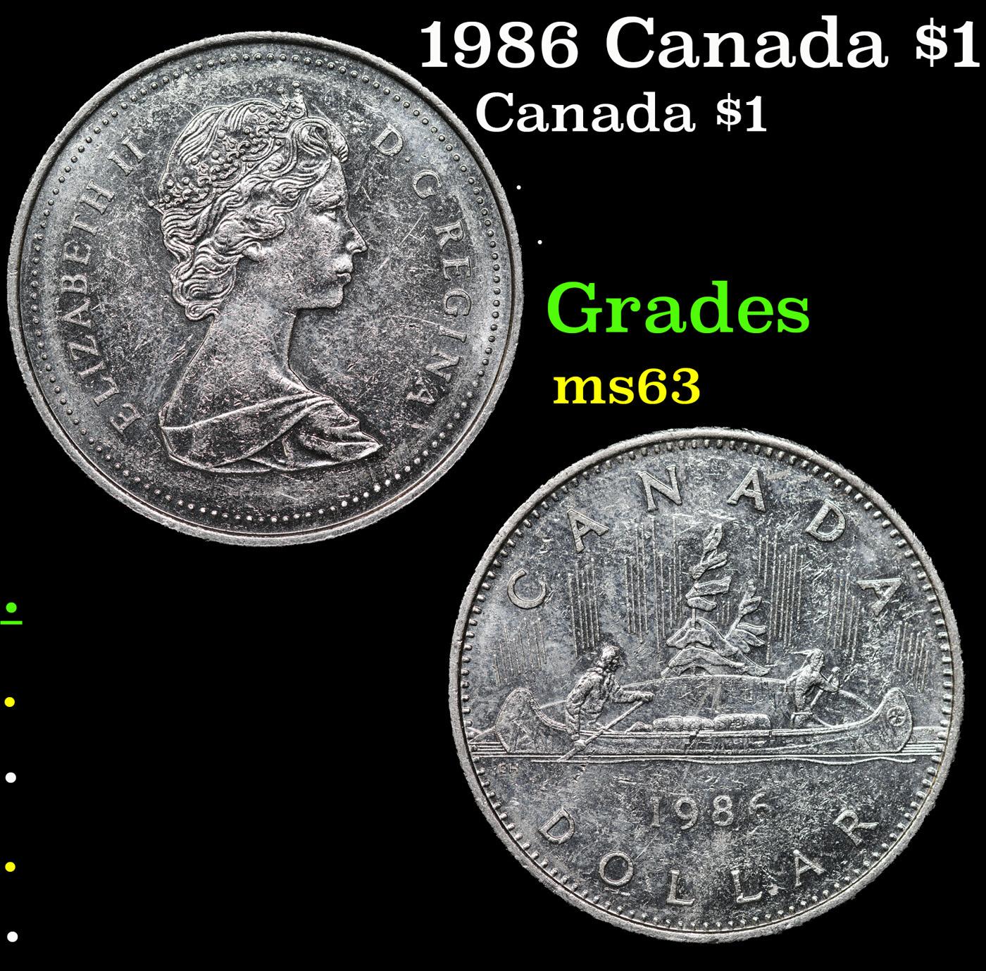 1986 Canada $1 Canada Dollar 1 Grades Select Unc