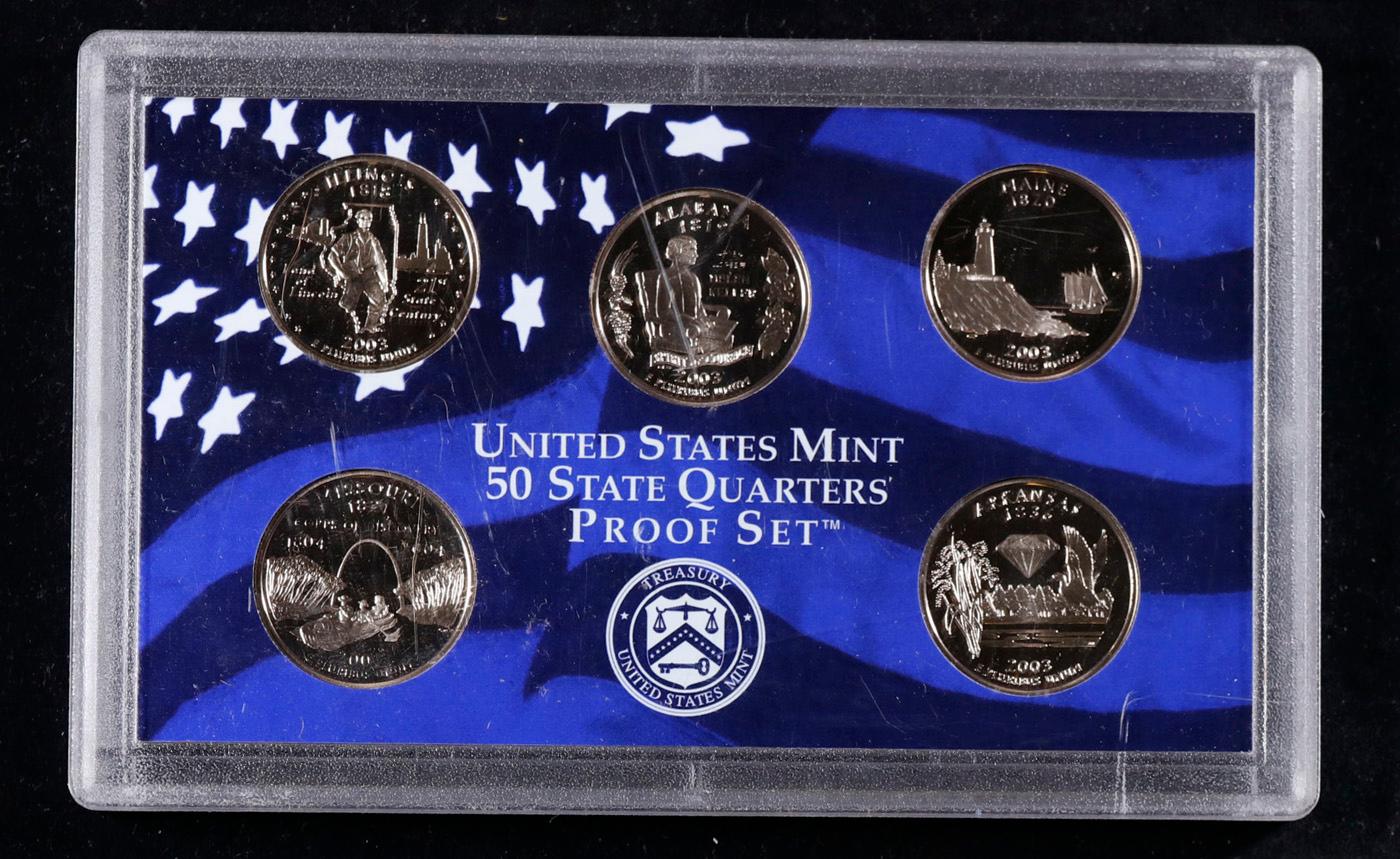 2003 United States Mint Proof Quarters 5 pc set No Outer Box