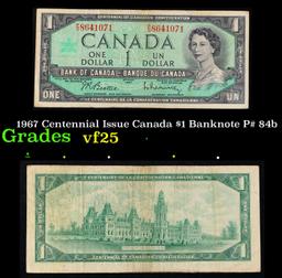 1967 Centennial Issue Canada $1 Banknote P# 84b Grades vf+