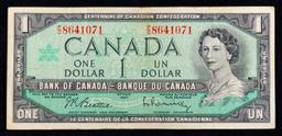 1967 Centennial Issue Canada $1 Banknote P# 84b Grades vf+