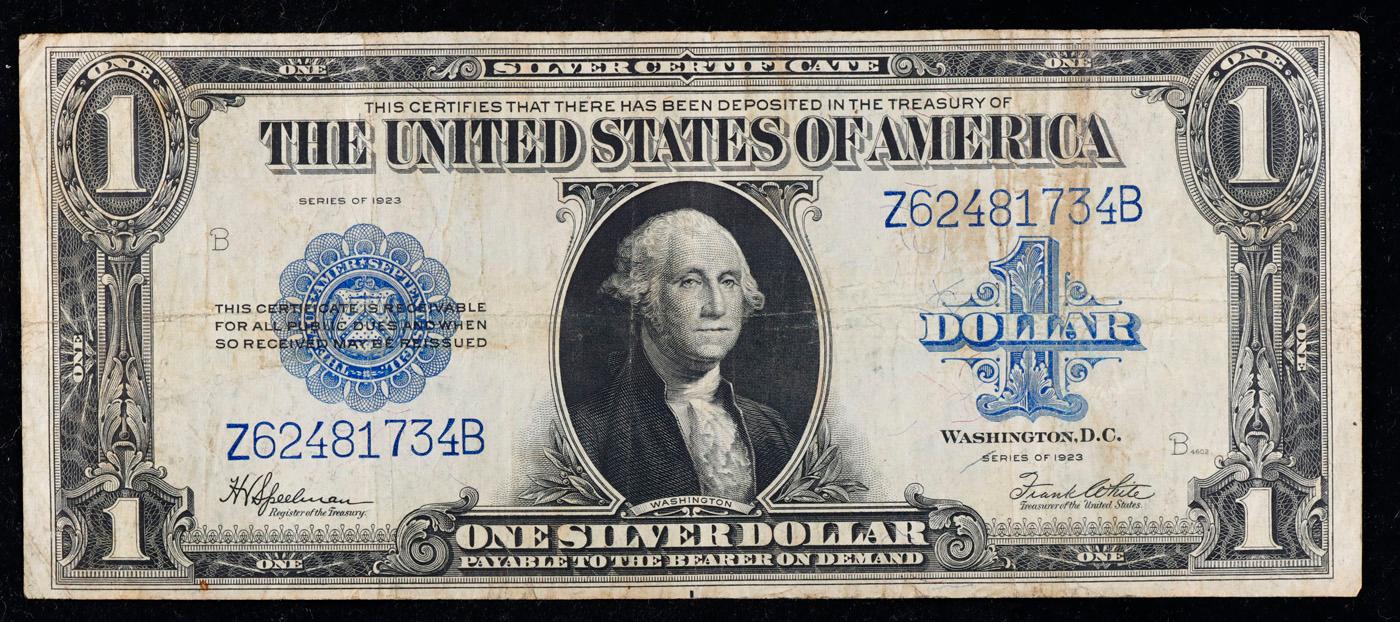 1923 $1 large size Blue Seal Silver Certificate Grades xf Signatures Speelman/White