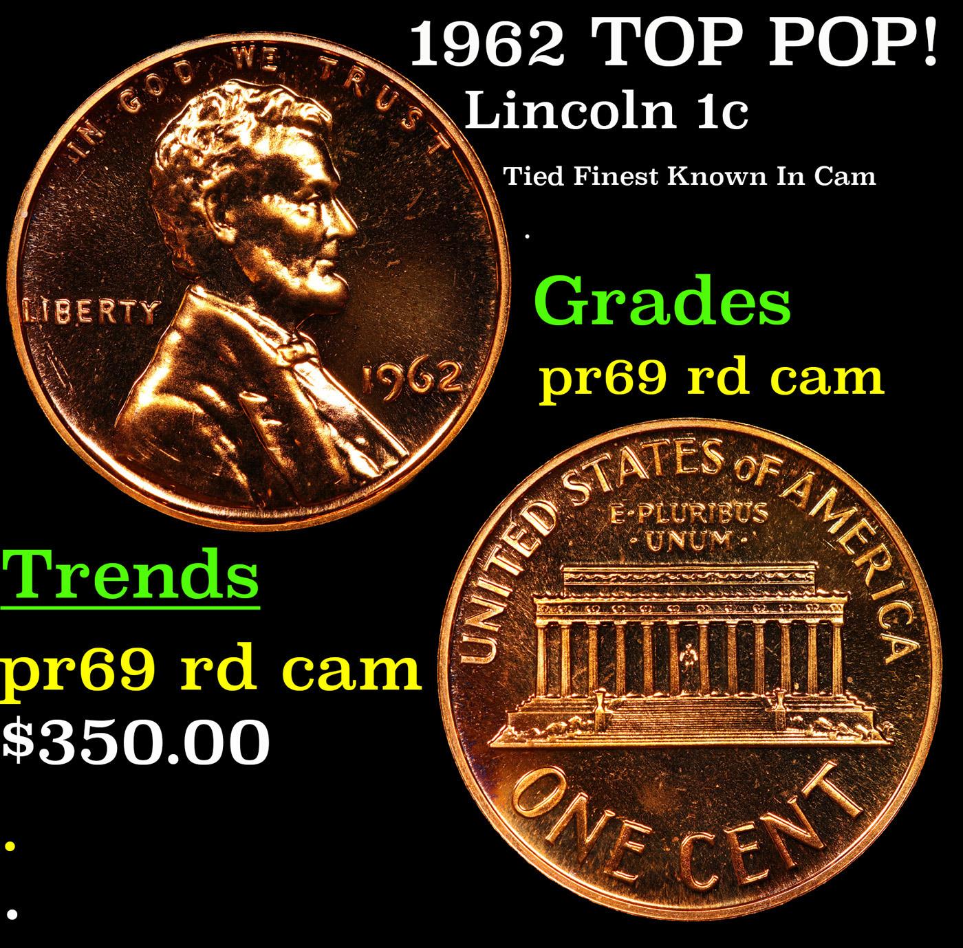 Proof 1962 Lincoln Cent TOP POP! 1c Graded pr69 rd cam BY SEGS