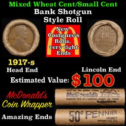 Lincoln Wheat Cent 1c Mixed Roll Orig Brandt McDonalds Wrapper, 1917-s end, Wheat other end