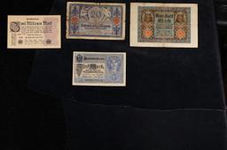 Group of 10 Early 1900's WWI German Hyperinflation Notes Inclduing "Vampire" Note