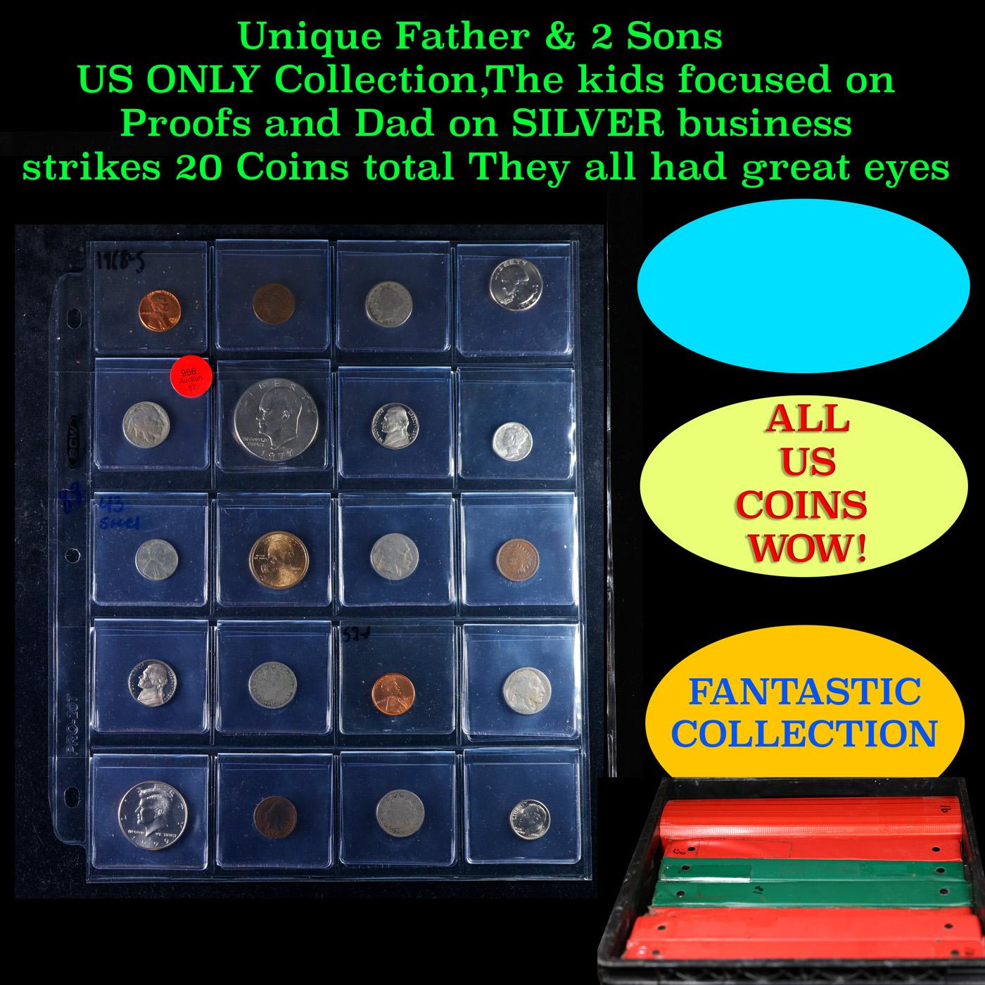 Unique Father & 2 Sons US ONLY Collection,The kids focused on Proofs and Dad on SILVER business stri