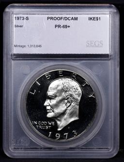 Proof 1973-s silver Eisenhower Dollar 1 Graded pr69+ dcam BY SEGS