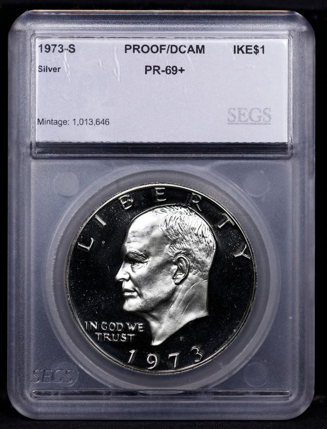 Proof 1973-s silver Eisenhower Dollar 1 Graded pr69+ dcam BY SEGS