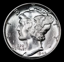 1945-p Mercury Dime 10c Grades GEM++ Unc