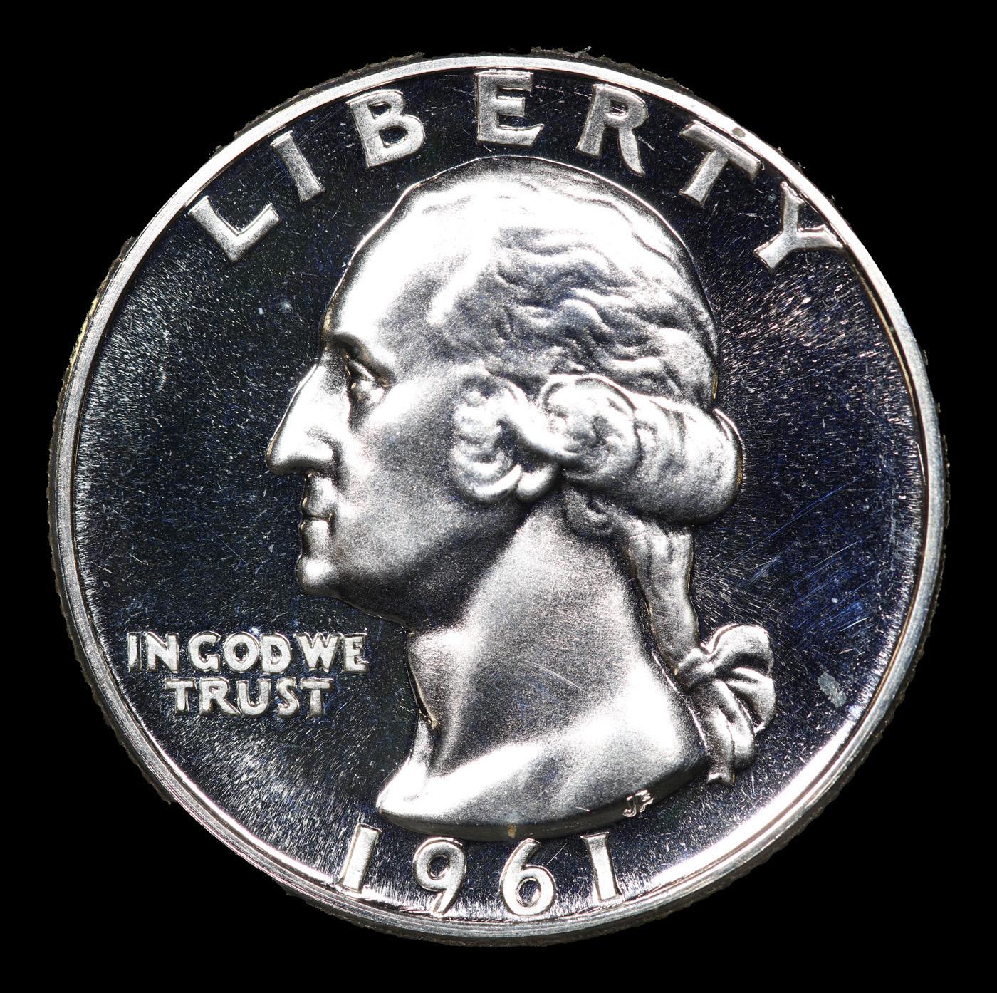 Proof 1961 Washington Quarter 25c Grades GEM++ Proof Cameo