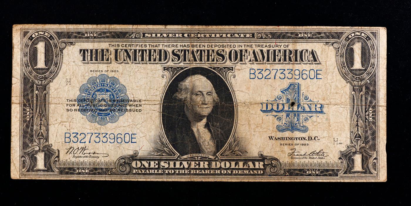 1923 $1 large size Blue Seal Silver Certificate Grades vf+ Signatures Woods/White