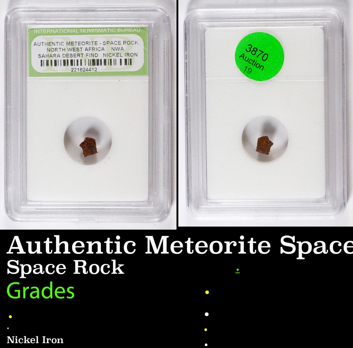 Authentic Meteorite Space Rock North West Africa, Sahara Desert Find Graded By INB