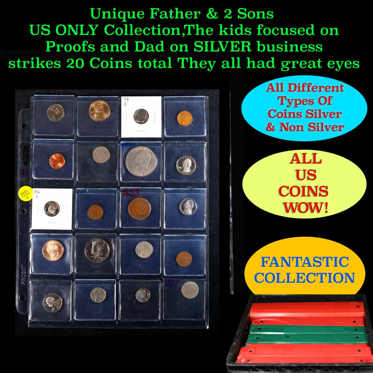 Unique Father & 2 Sons US ONLY Collection,The kids focused on Proofs and Dad on SILVER business stri