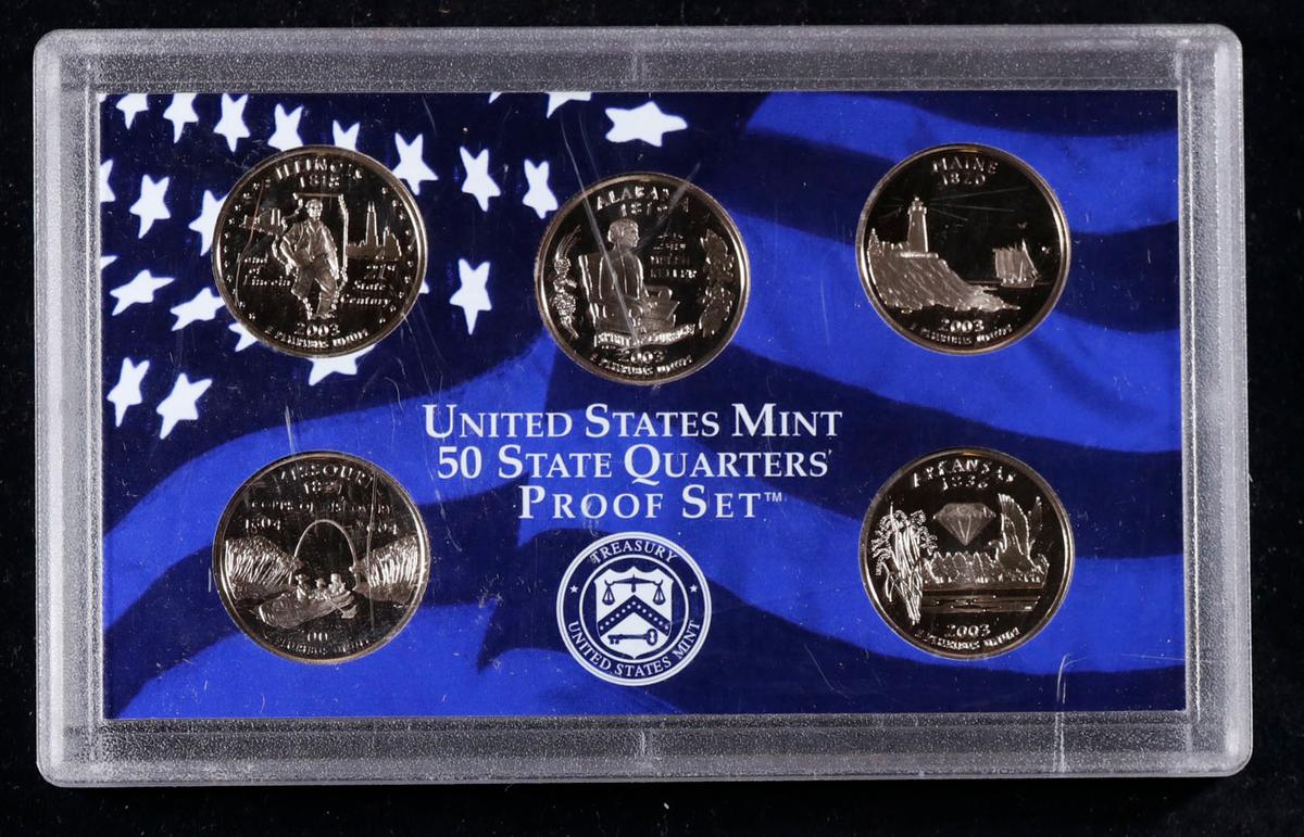 2003 United States Mint Proof Quarters 5 pc set No Outer Box