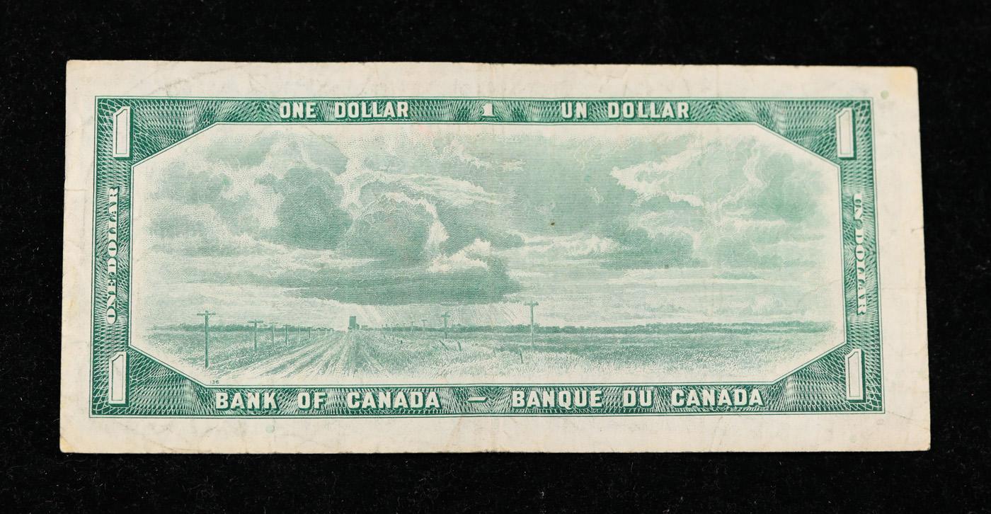 1954 Canada 1 Dollar Banknote P# 75b, Sig. Beattie & Rasminsky Grades vf++