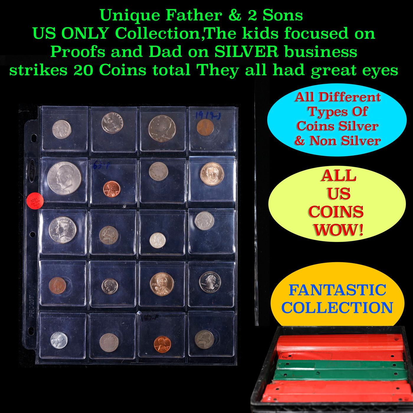 Unique Father & 2 Sons US ONLY Collection,The kids focused on Proofs and Dad on SILVER business stri