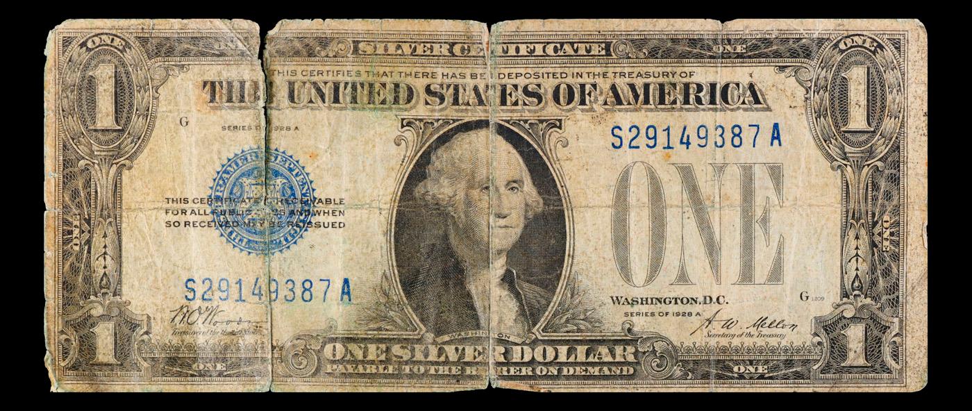 1928A "Funnyback" $1 Blue Seal Silver Certificate Grades f, fine