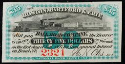 Civil War Era Boston, Hartford & Erie Railroad $35 Note Grades Select CU