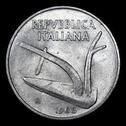 1968R Italy 10 Lire KM# 93 Grades GEM Unc