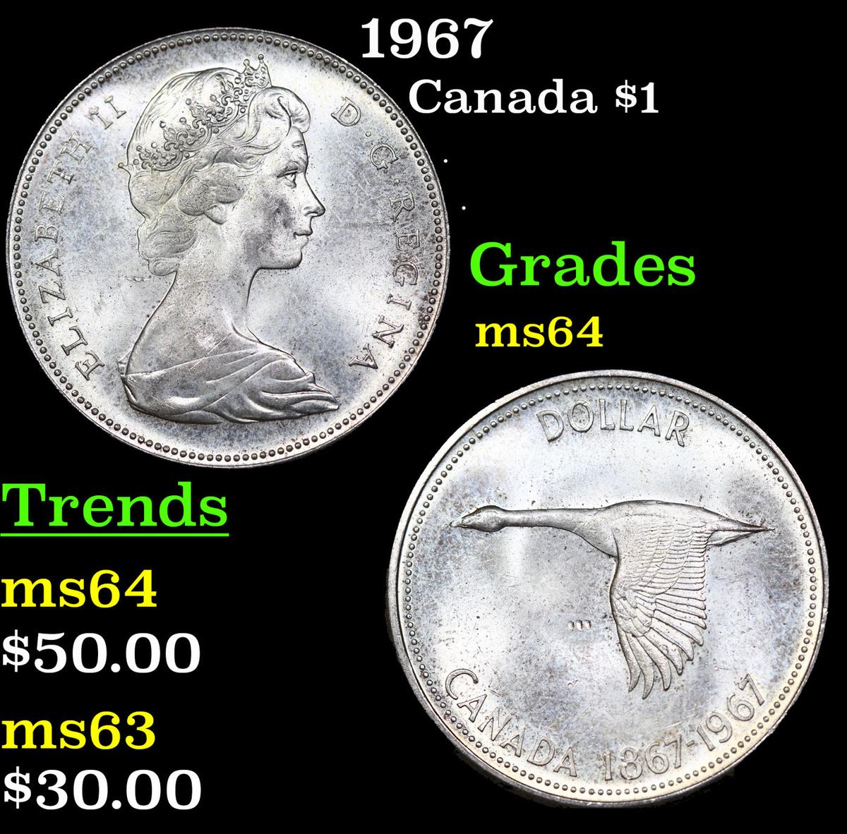 1967 Canada Dollar 1 Grades Choice Unc