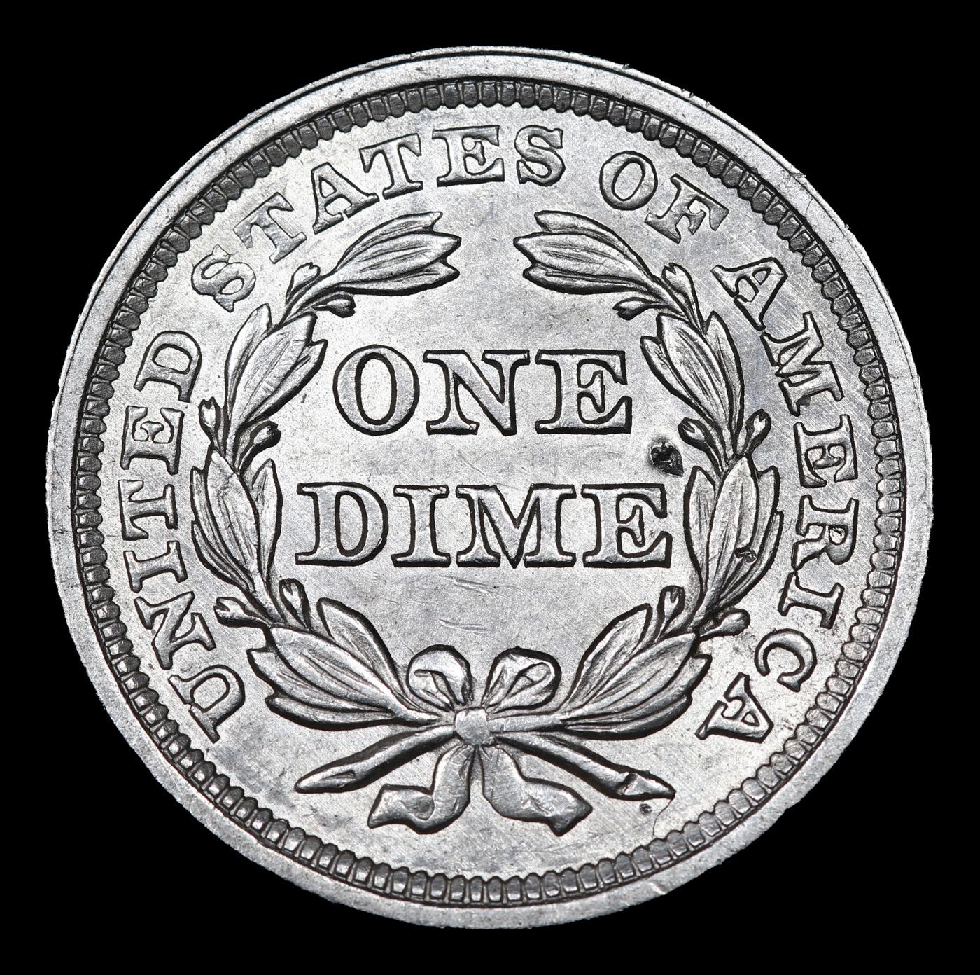 ***Auction Highlight*** 1857-p Seated Liberty Dime 10c Graded ms63 details By SEGS (fc)