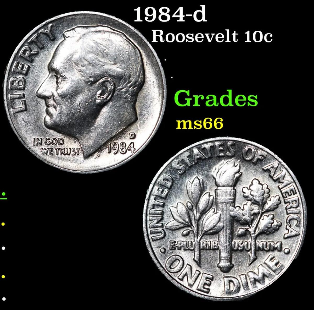 1955-d Roosevelt Dime 10c Grades Gem++ Full Bands
