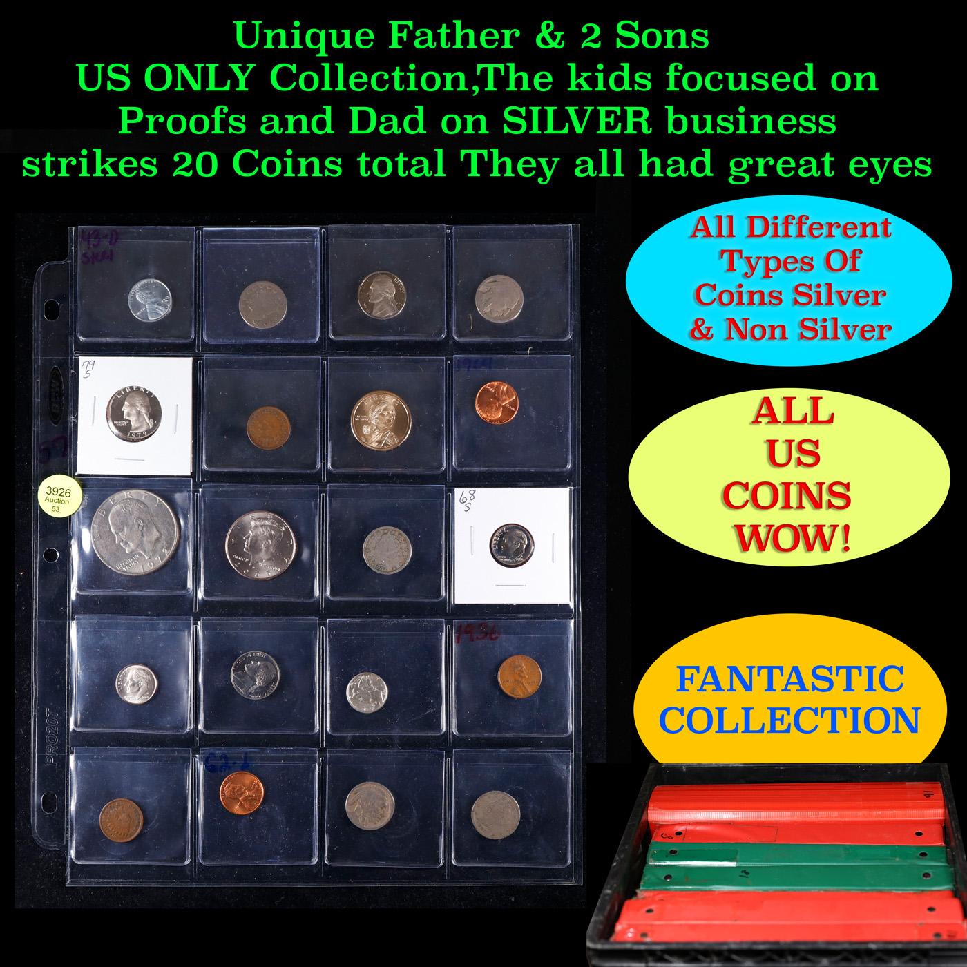 Unique Father & 2 Sons US ONLY Collection,The kids focused on Proofs and Dad on SILVER business stri