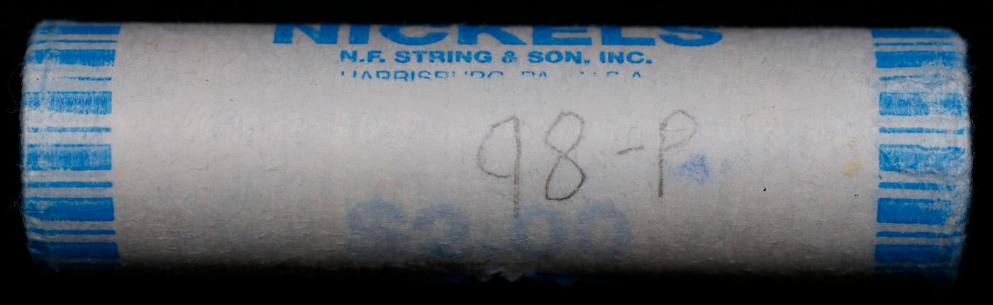 BU Shotgun Jefferson 5c roll, 1998-p 40 pcs N.F. String & Son $2 Nickel Wrapper