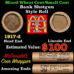 Lincoln Wheat Cent 1c Mixed Roll Orig Brandt McDonalds Wrapper, 1917-d end, Wheat other end