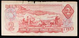 1969-1975 Canada 2 Dollars Banknote P# 86a, Sig. Lawson & Bouey Grades vf details