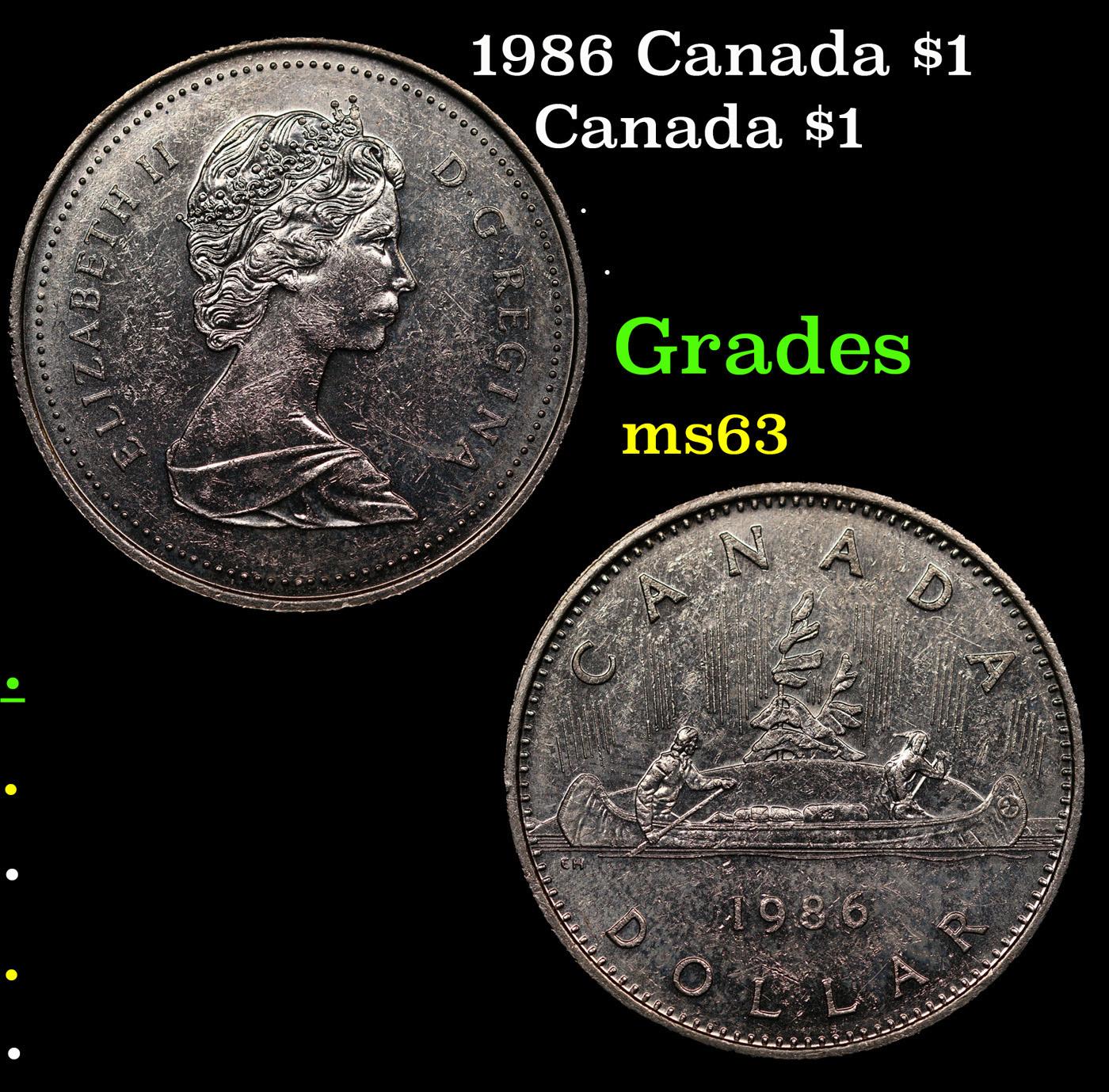 1986 Canada $1 Canada Dollar 1 Grades Select Unc