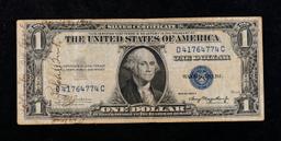 RARE! 1935A $1 Blue Seal Silver Certificate Short Snorter  Grades vf++ A short snorter is a banknote