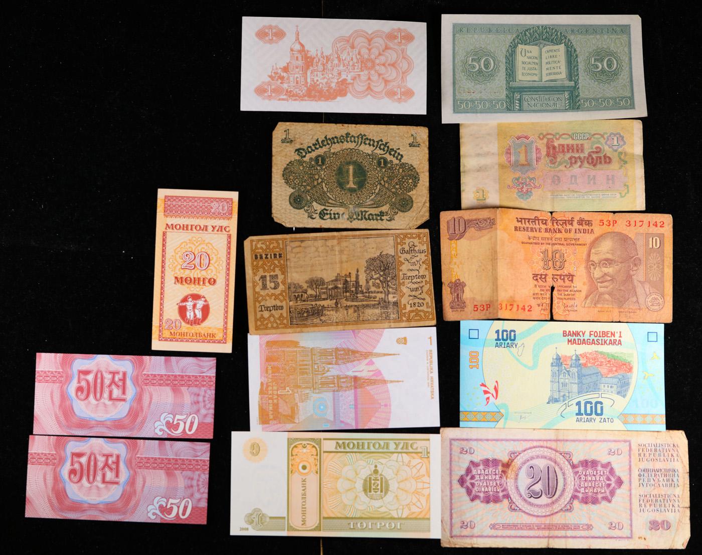 Lot of 25 Foreign Currency Notes - Various Countries, Dates, & Denominations! Grades