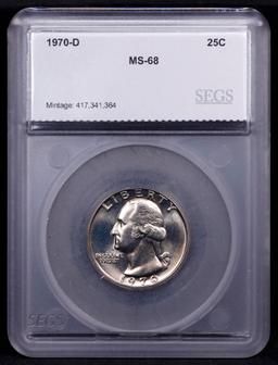 ***Auction Highlight*** 1970-d Washington Quarter Near Top Pop! 25c Graded ms68 BY SEGS (fc)