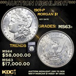 ***Auction Highlight*** 1901-p Morgan Dollar 1 Graded ms63+ BY SEGS (fc)