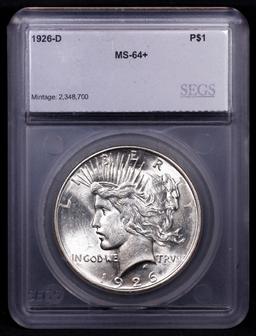 ***Auction Highlight*** 1926-d Peace Dollar $1 Graded ms64+ By SEGS (fc)