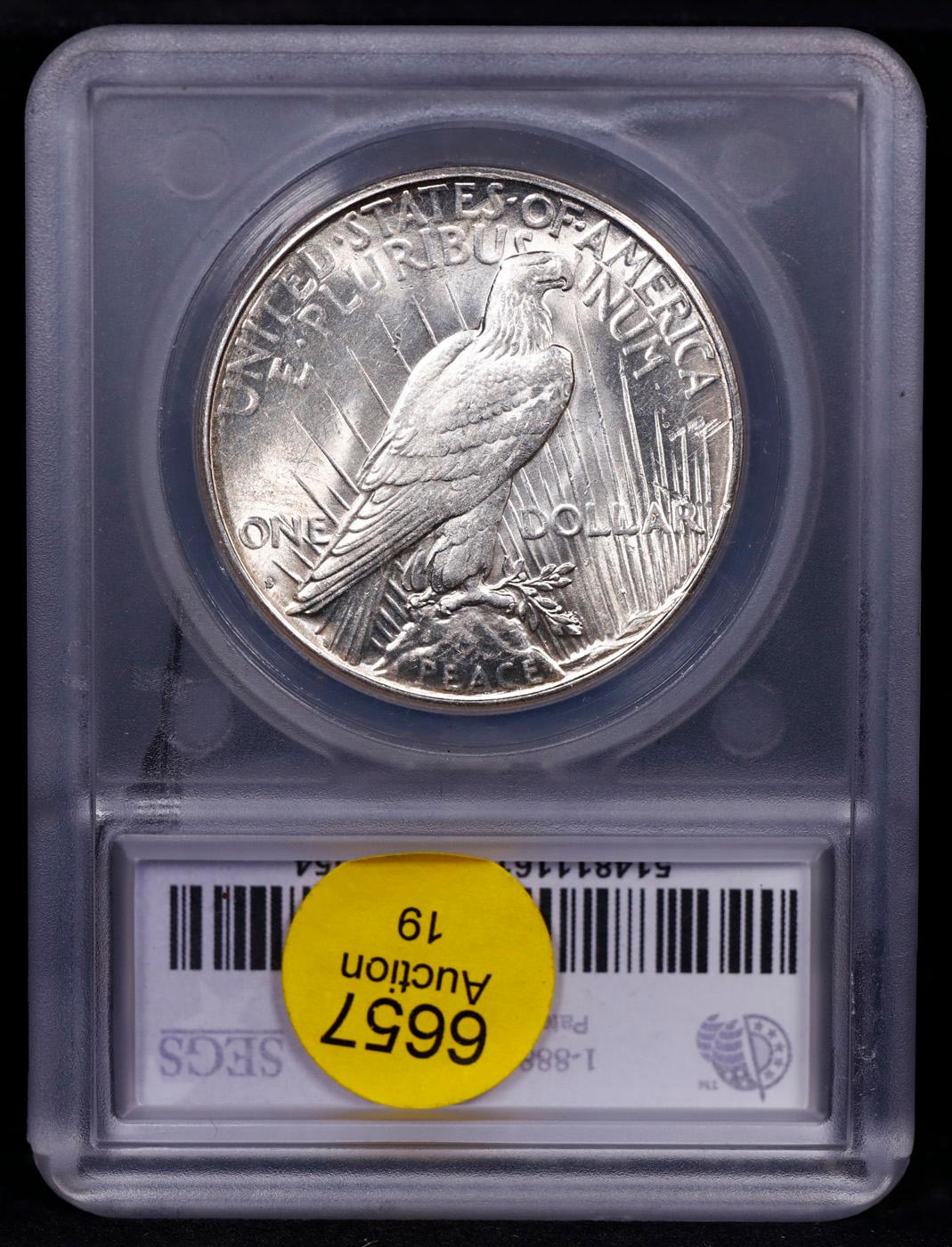 ***Auction Highlight*** 1924-s Peace Dollar $1 Graded ms64+ BY SEGS (fc)