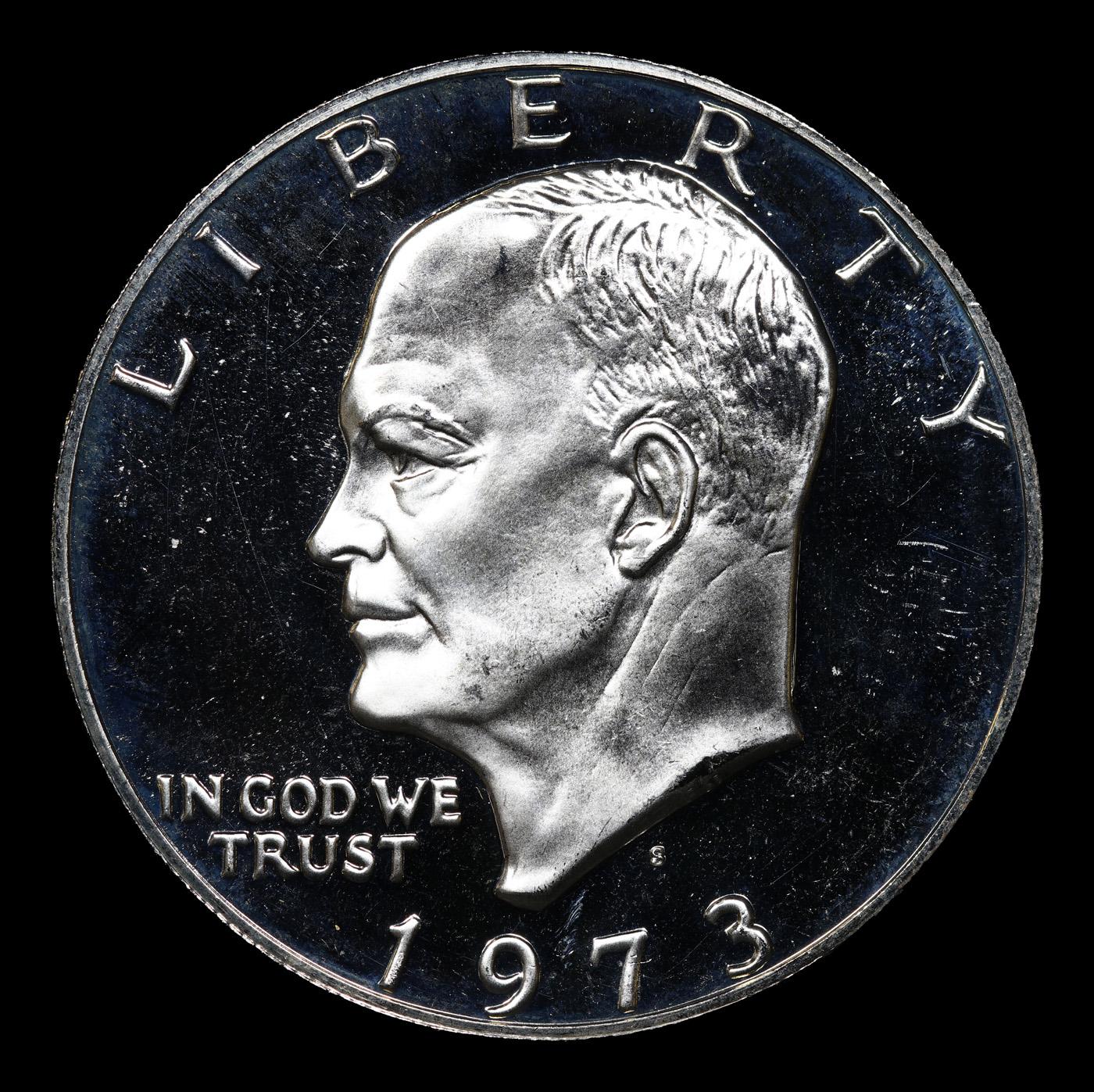 Proof ***Auction Highlight*** 1973-s Silver Eisenhower Dollar $1 Graded pr70 dcam By SEGS (fc)